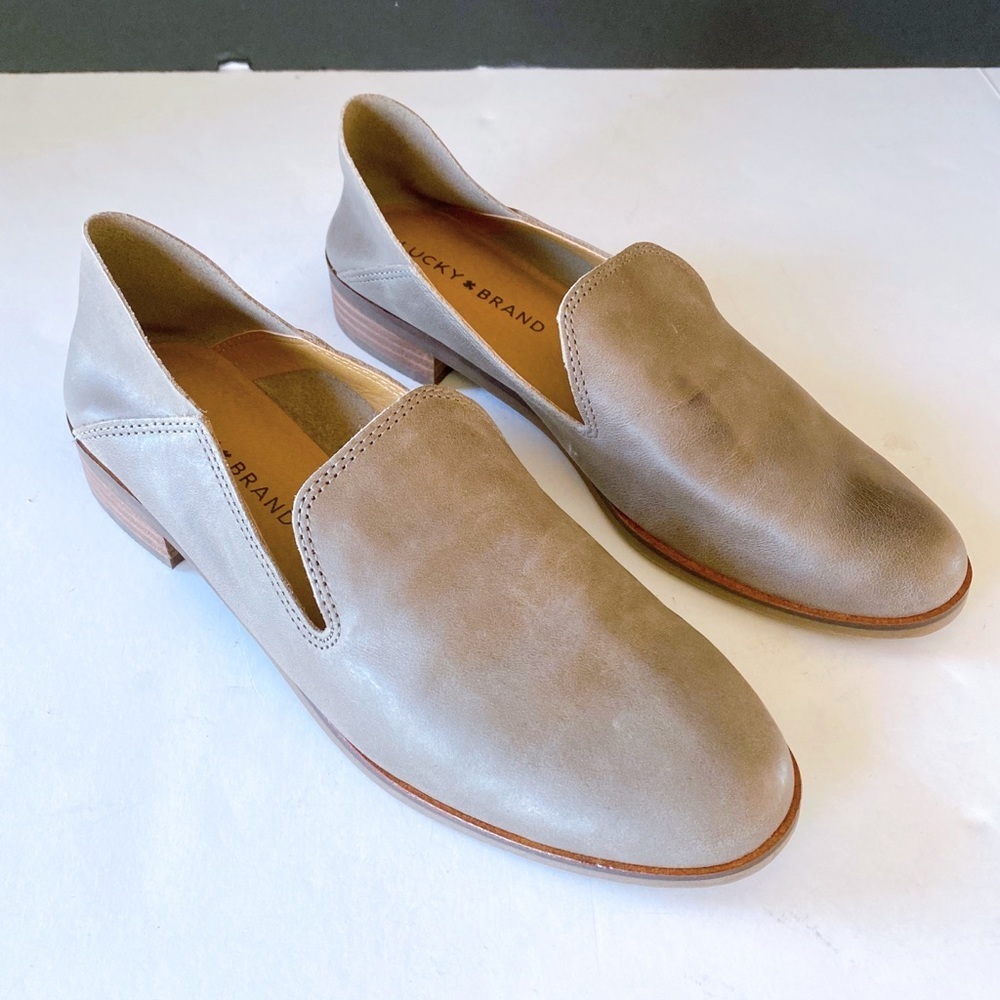 Lucky Brand Cahill Gray Leather Flat Loafers US7.5